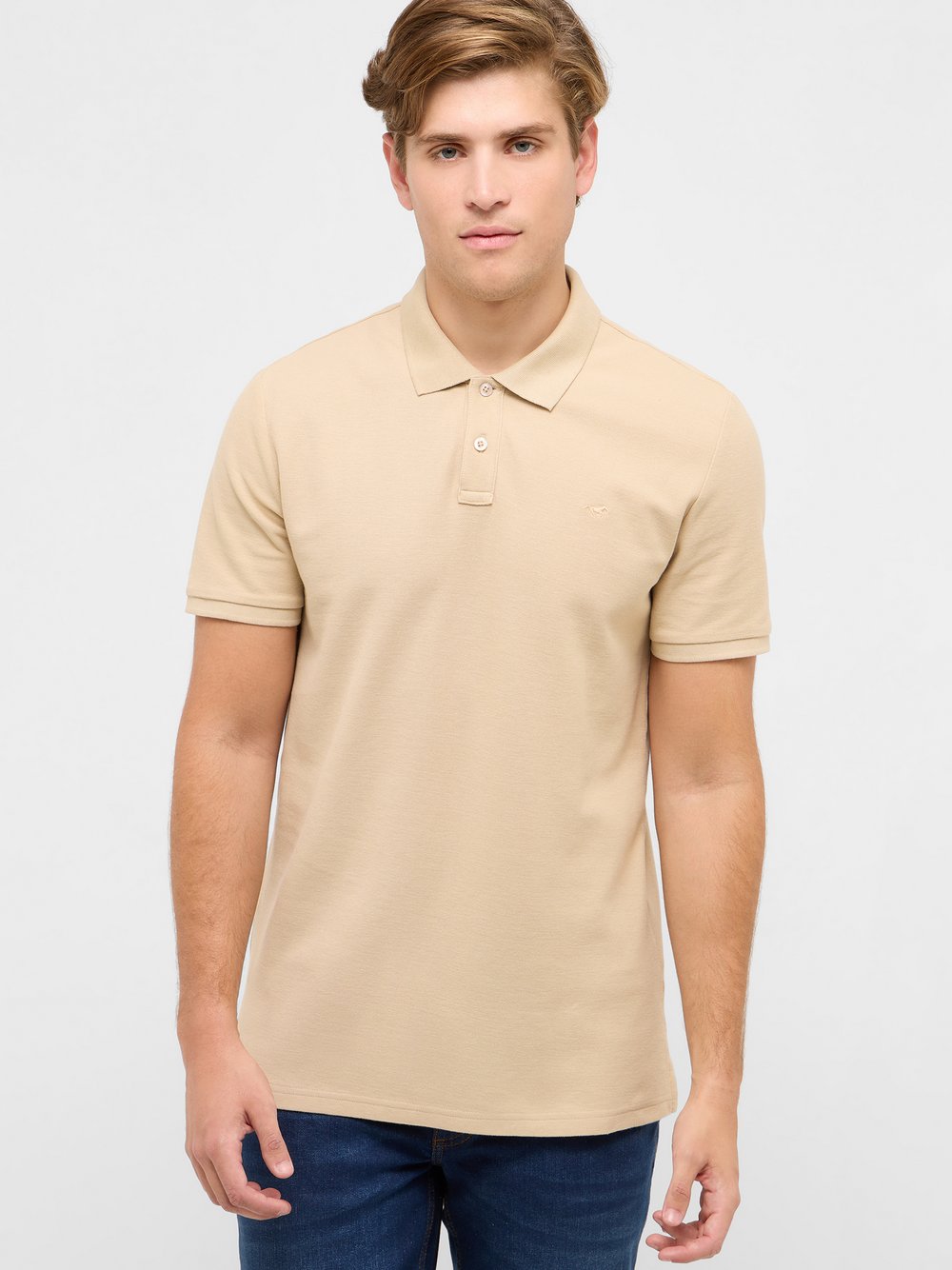 Mustang Polo Herren Baumwolle beige, L