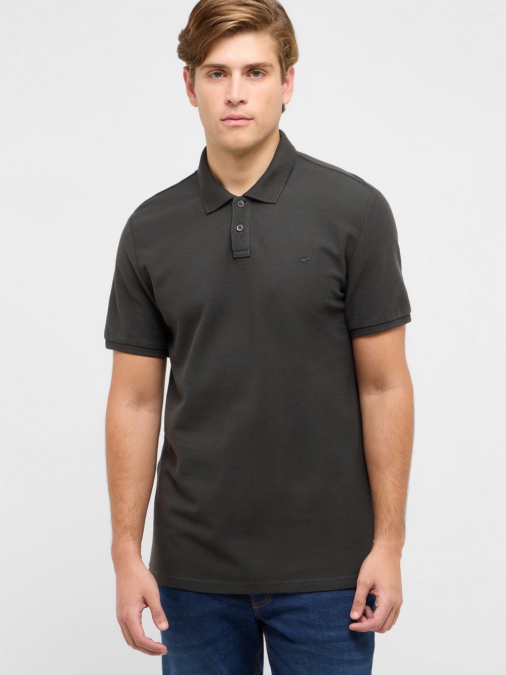 Thumbnail - Mustang Polo Herren Baumwolle grau, L