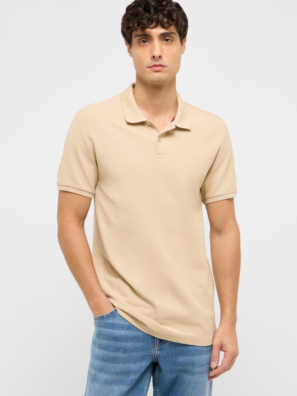 Mustang Polo Herren Baumwolle beige, L