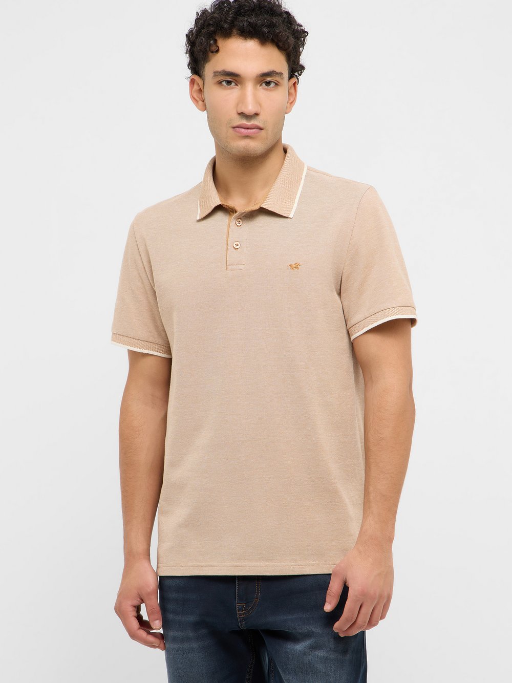 Mustang Polo Herren Baumwolle braun, S