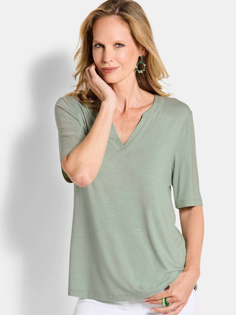 Goldner T-Shirts Damen Viskose grün, 38