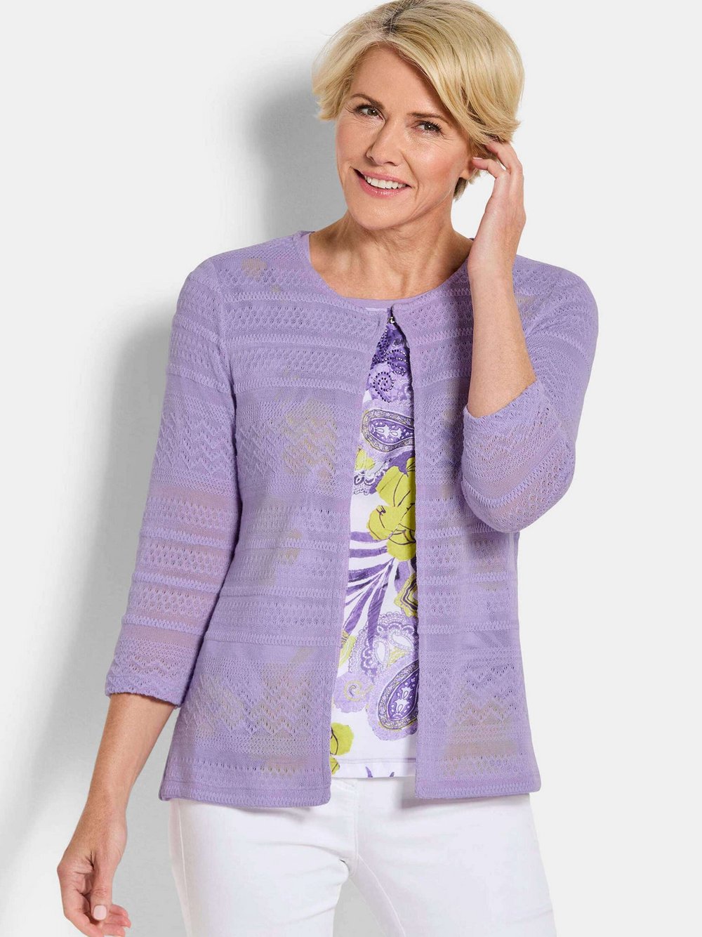 Goldner Shirtjacken Damen lila strukturiert, 54