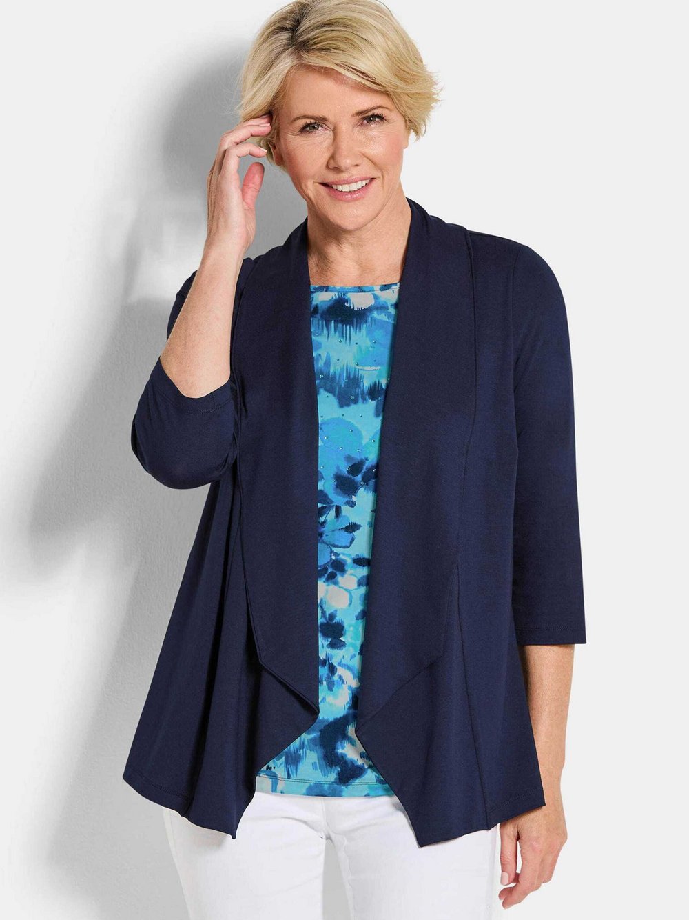 Goldner Longshirts Damen Viskose blau gemustert, 38