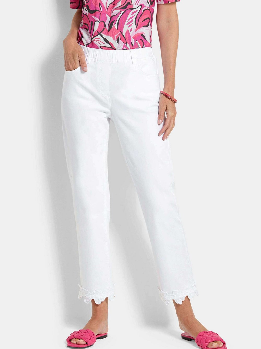 Goldner Schlupfhosen Damen Baumwolle weiß, 23