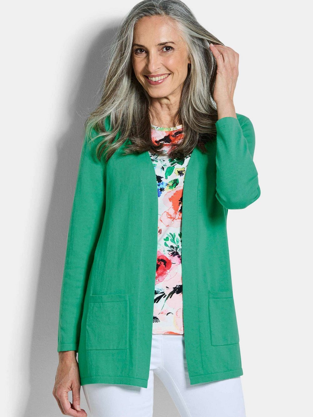 Goldner Cardigan Damen Baumwolle grün, 38