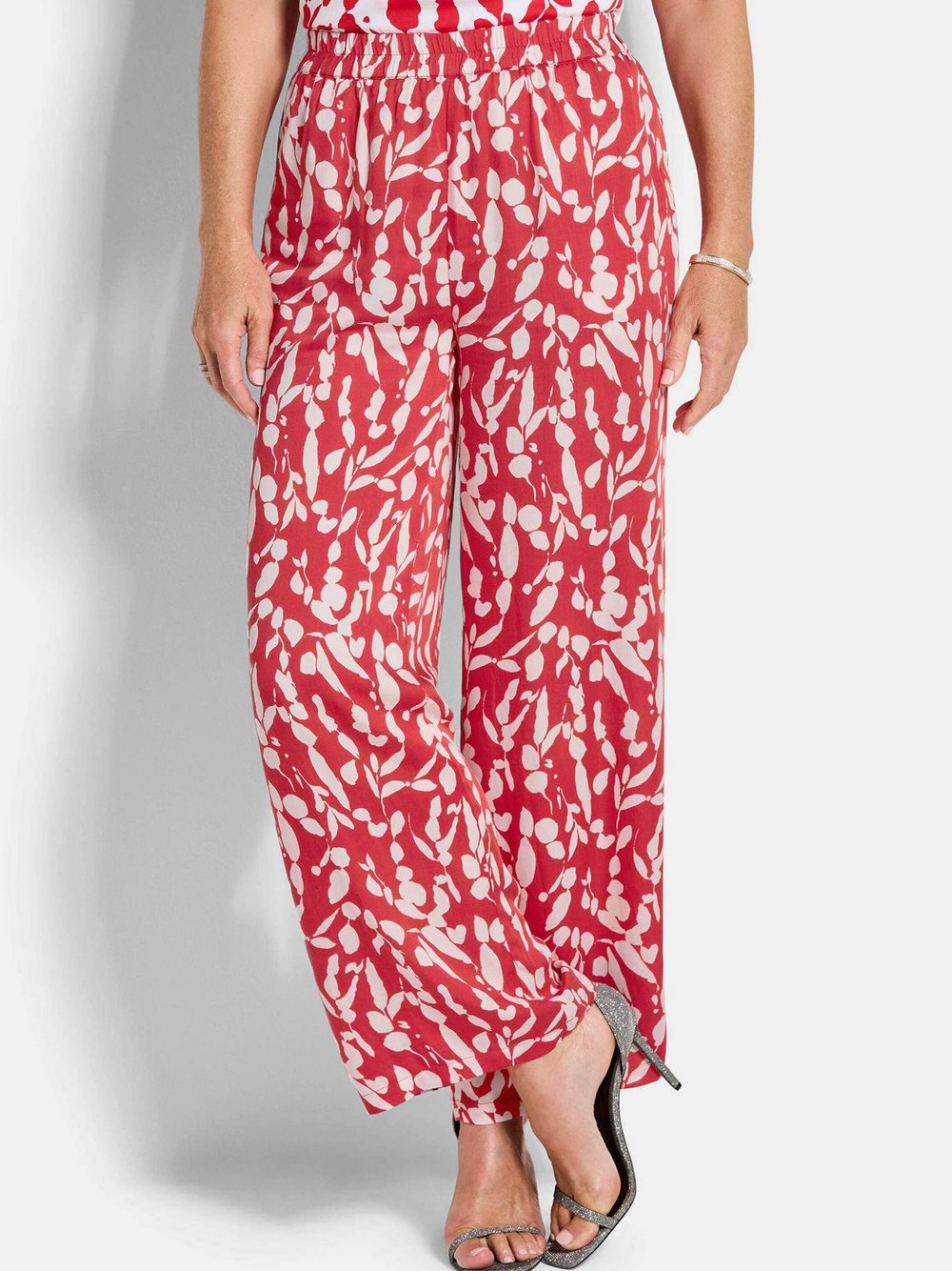 Goldner Schlupfhosen Damen Viskose rot gemustert, 21