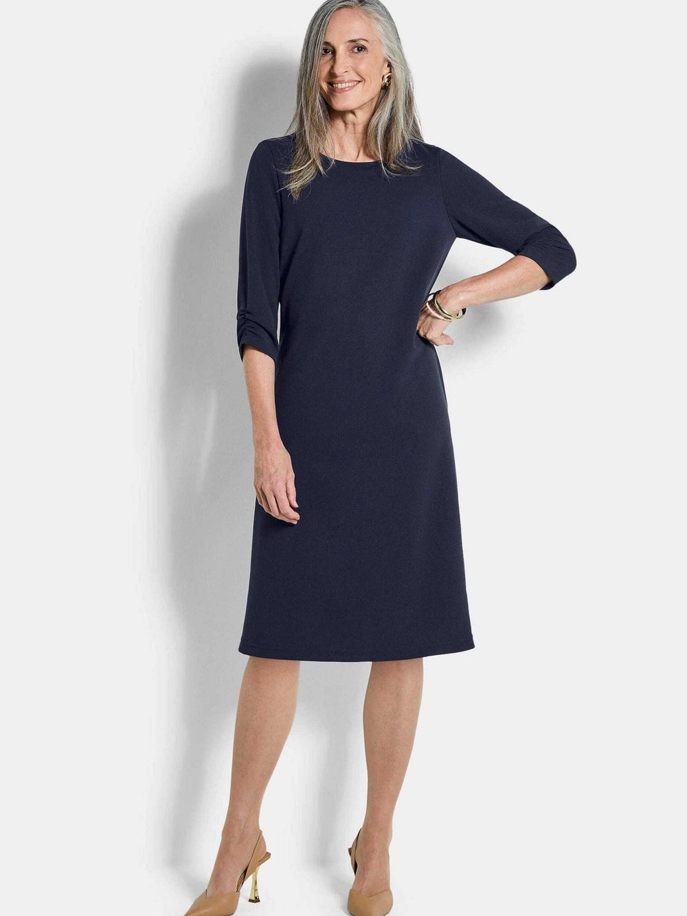 Goldner Etuikleid Damen blau, 19