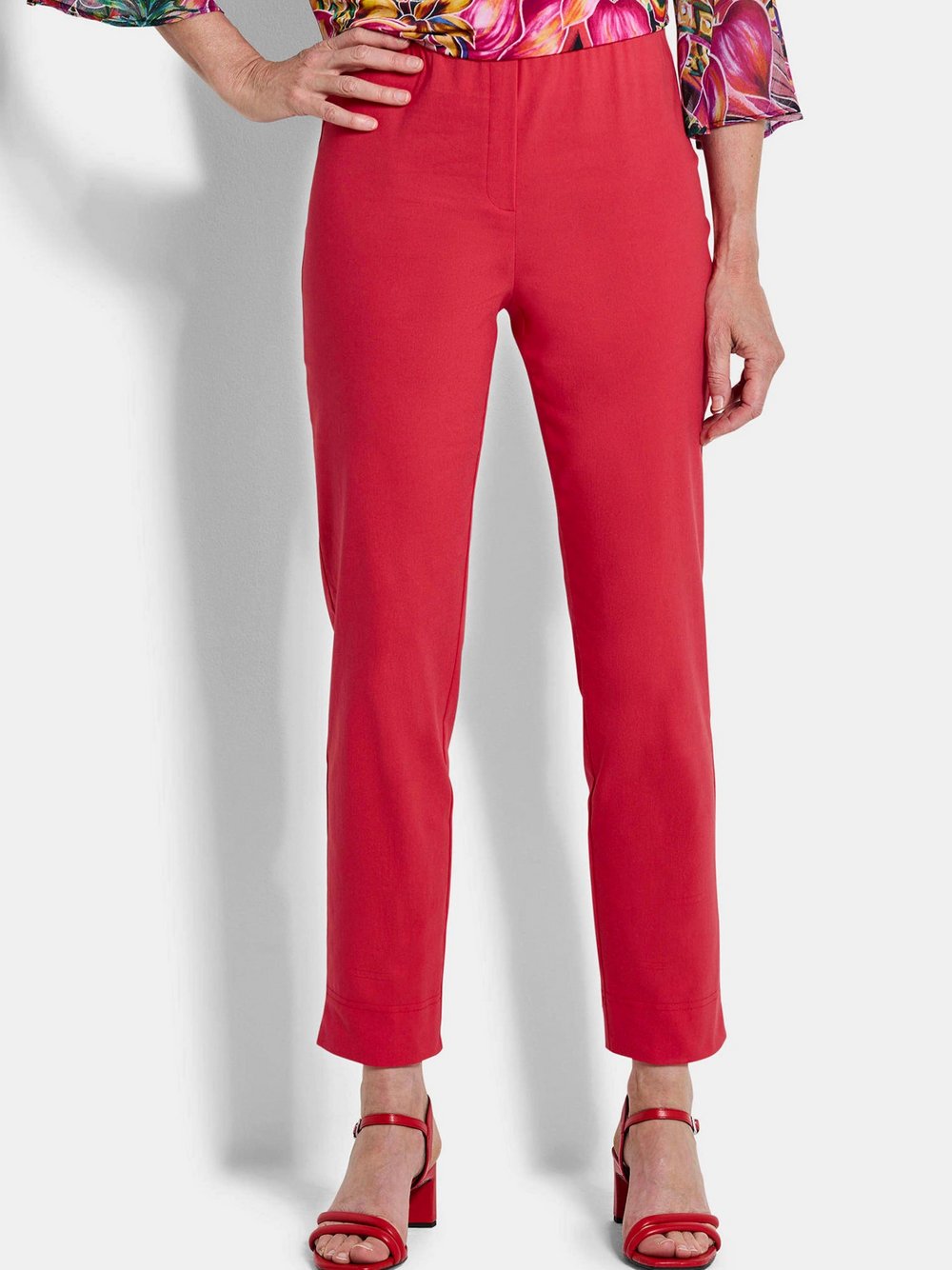 Goldner Stoffhosen Damen Baumwolle rot, 21