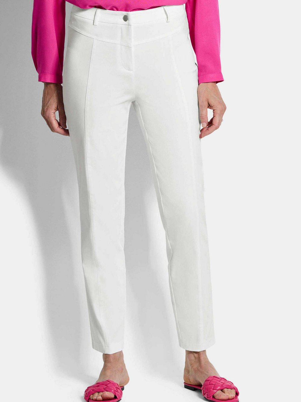 Goldner Stoffhosen Damen Baumwolle weiß, 19