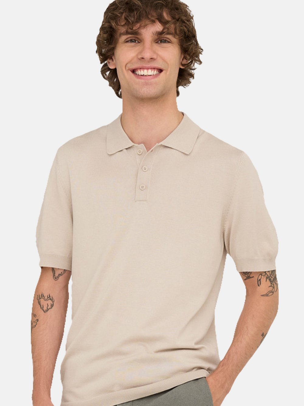 Only&Sons Poloshirt Herren Viskose beige, XXL