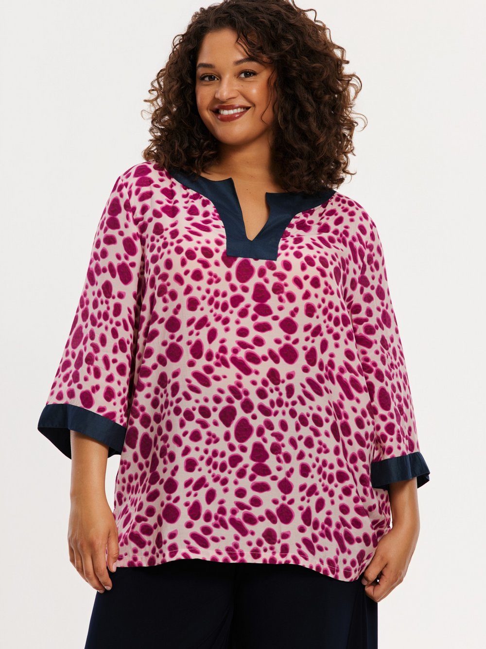 YOEK Tunika Damen Viskose rosa bedruckt, 42-44