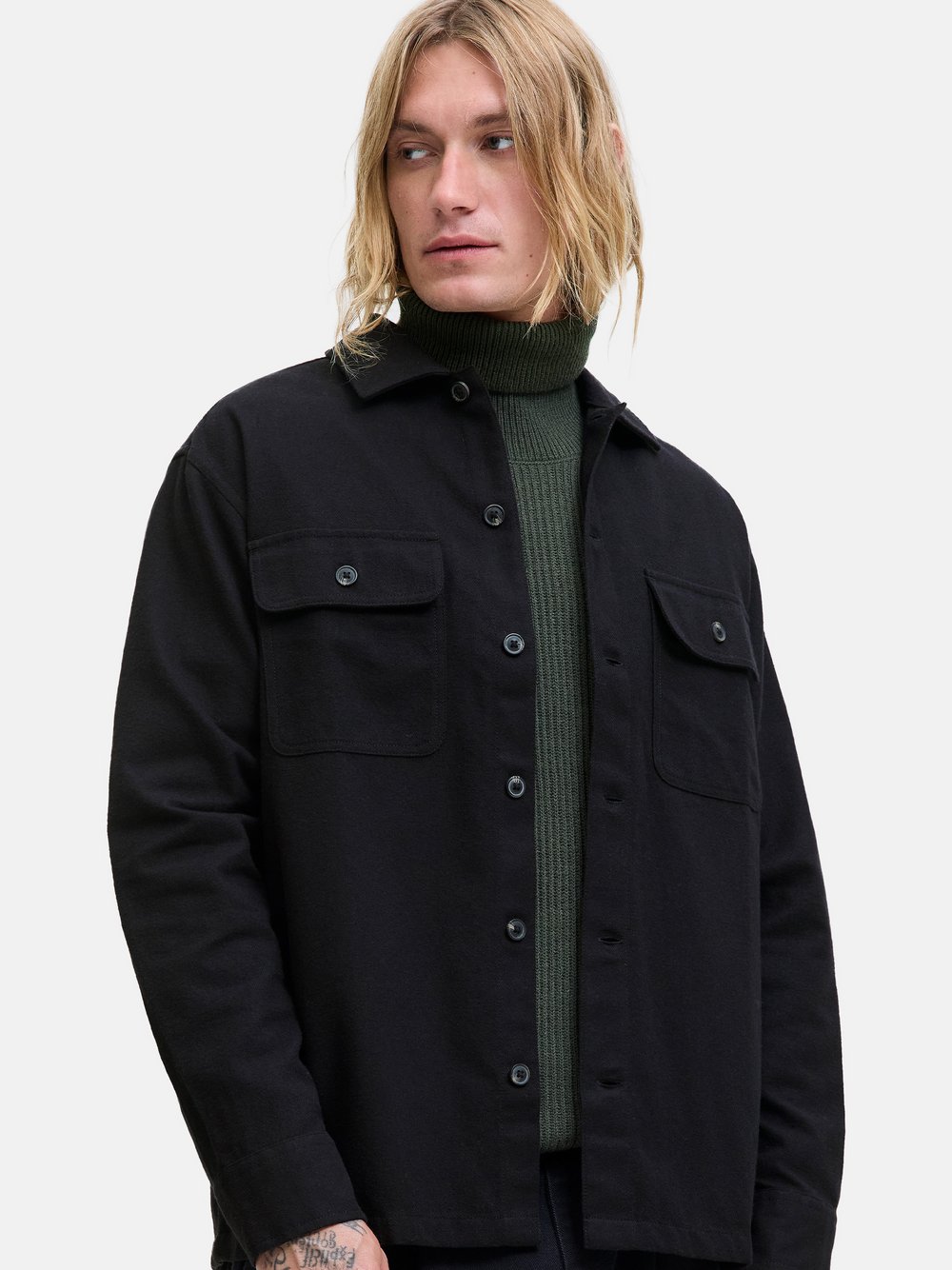 Thumbnail - Jack & Jones Hemdjacke Herren Regular Fit Baumwolle schwarz, S