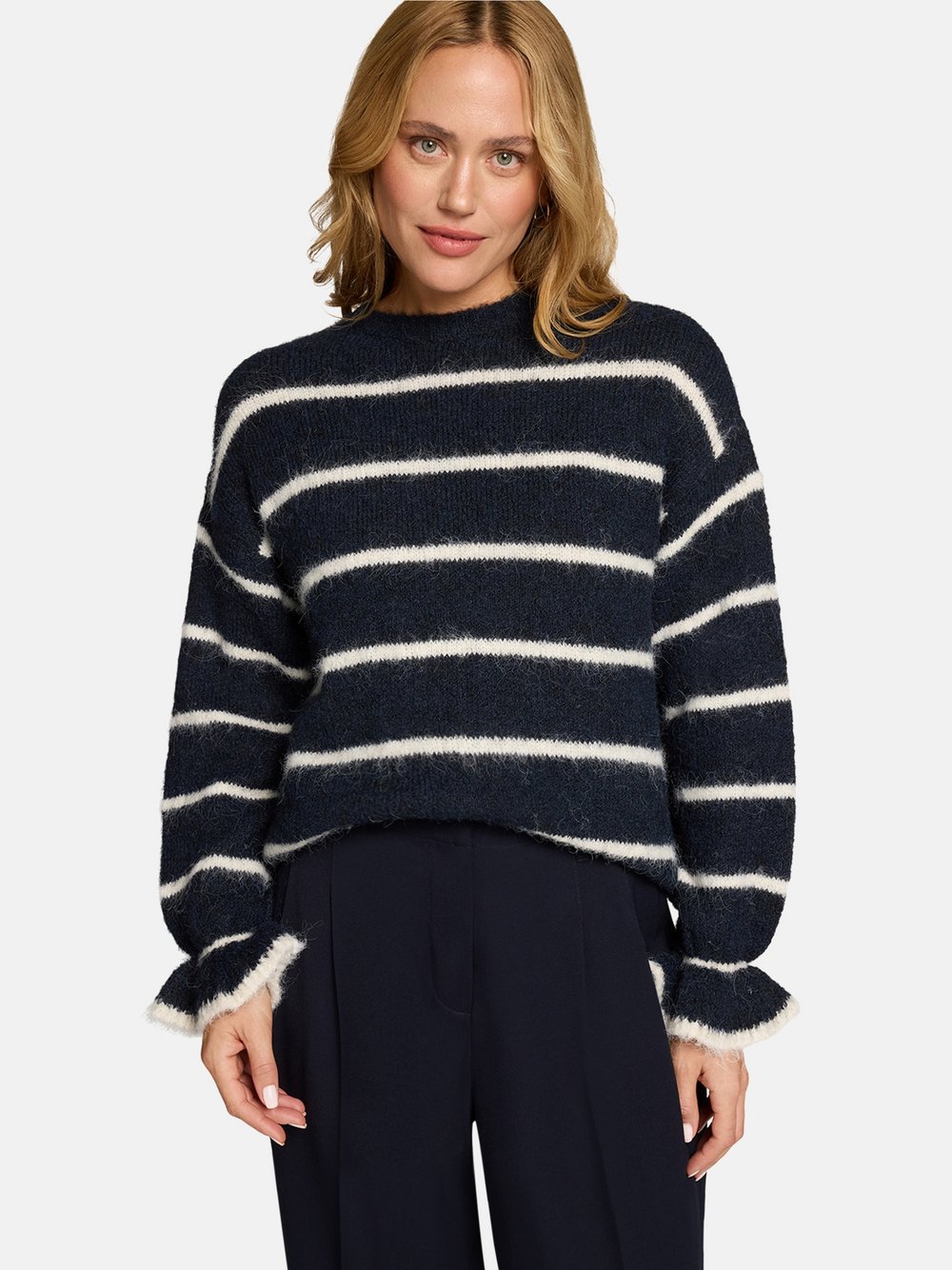 Thumbnail - zero Pullover Damen blau gestreift, S