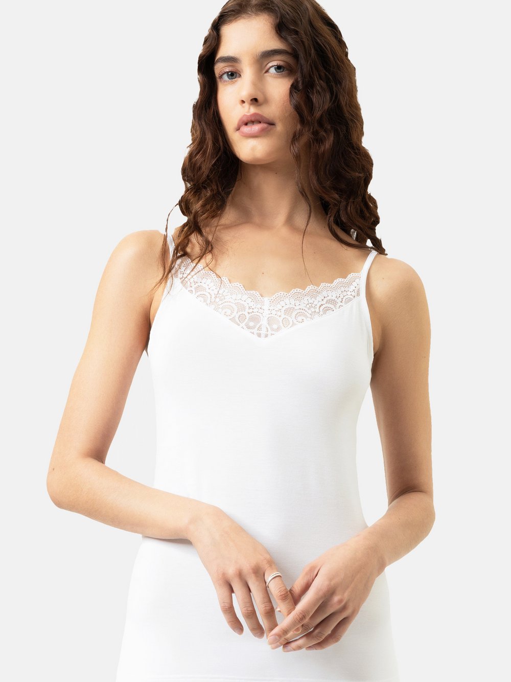 Mey Spaghetti Top Damen Modal weiß, 44