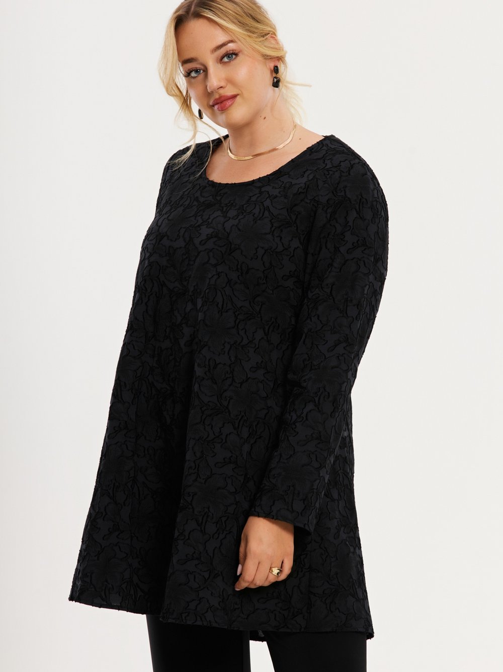 YOEK Tunika Damen Lyocell schwarz bedruckt, 54-56