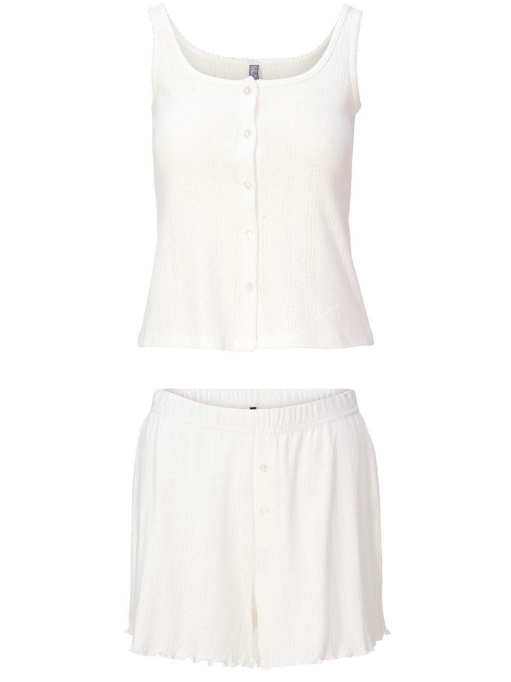 LingaDore Pyjama Damen Baumwolle weiß bedruckt, L