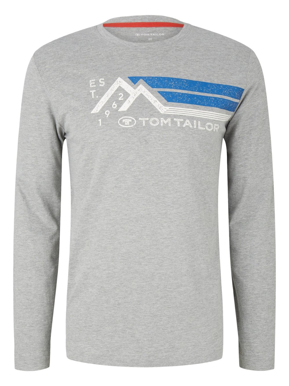 Tom Tailor Langarmshirt Herren Baumwolle grau bedruckt, XXXL