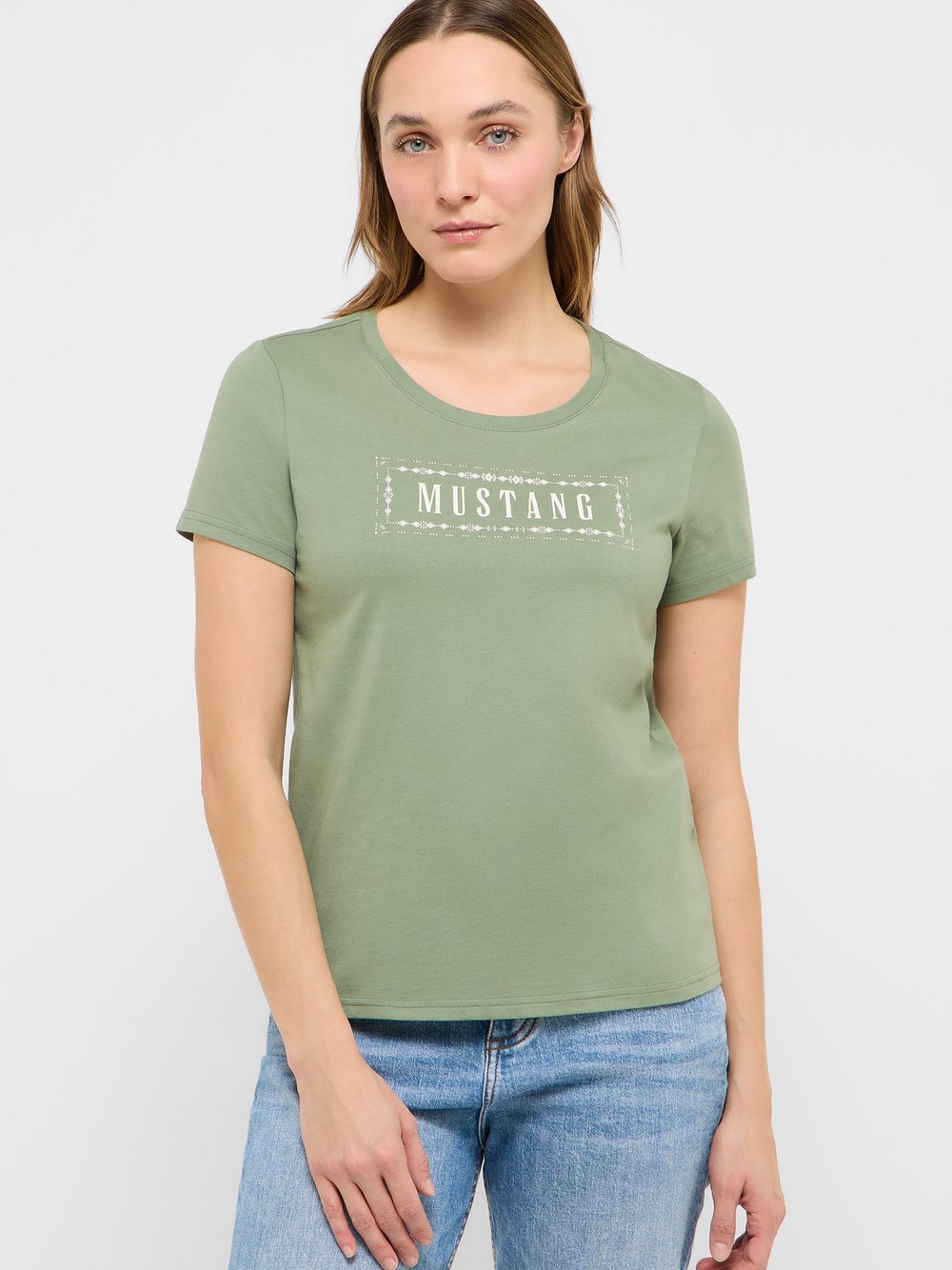 Thumbnail - Mustang T-Shirt Damen Baumwolle grün, XS