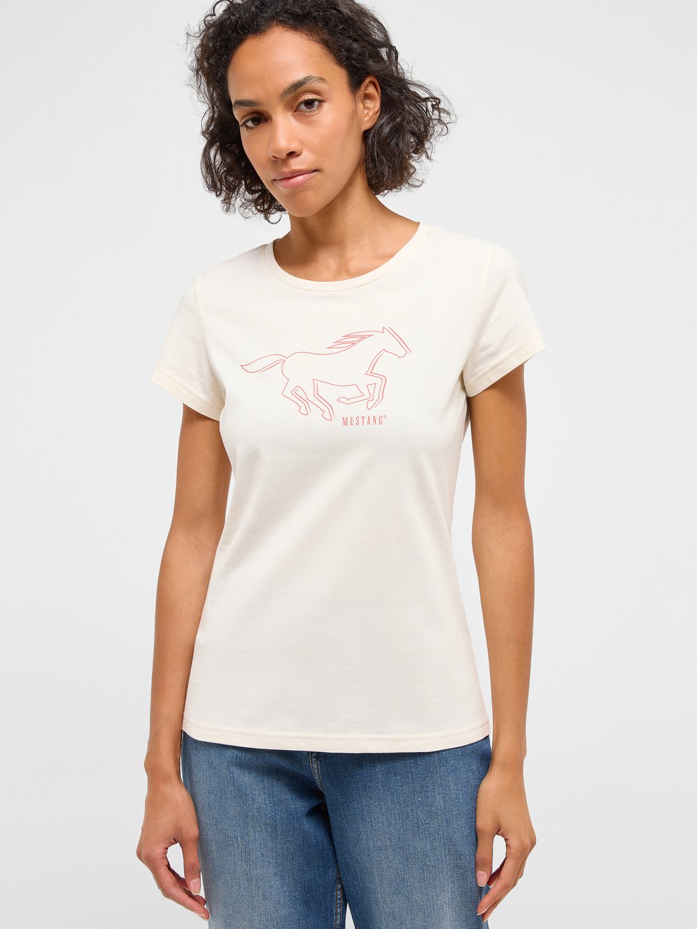 Thumbnail - Mustang T-Shirt Damen Baumwolle weiß, XS