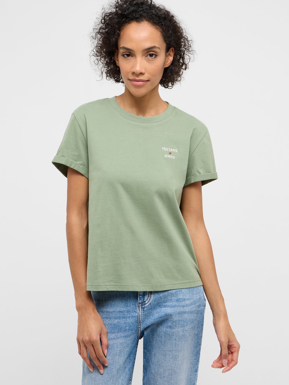 Mustang T-Shirt Damen Baumwolle grün, XS