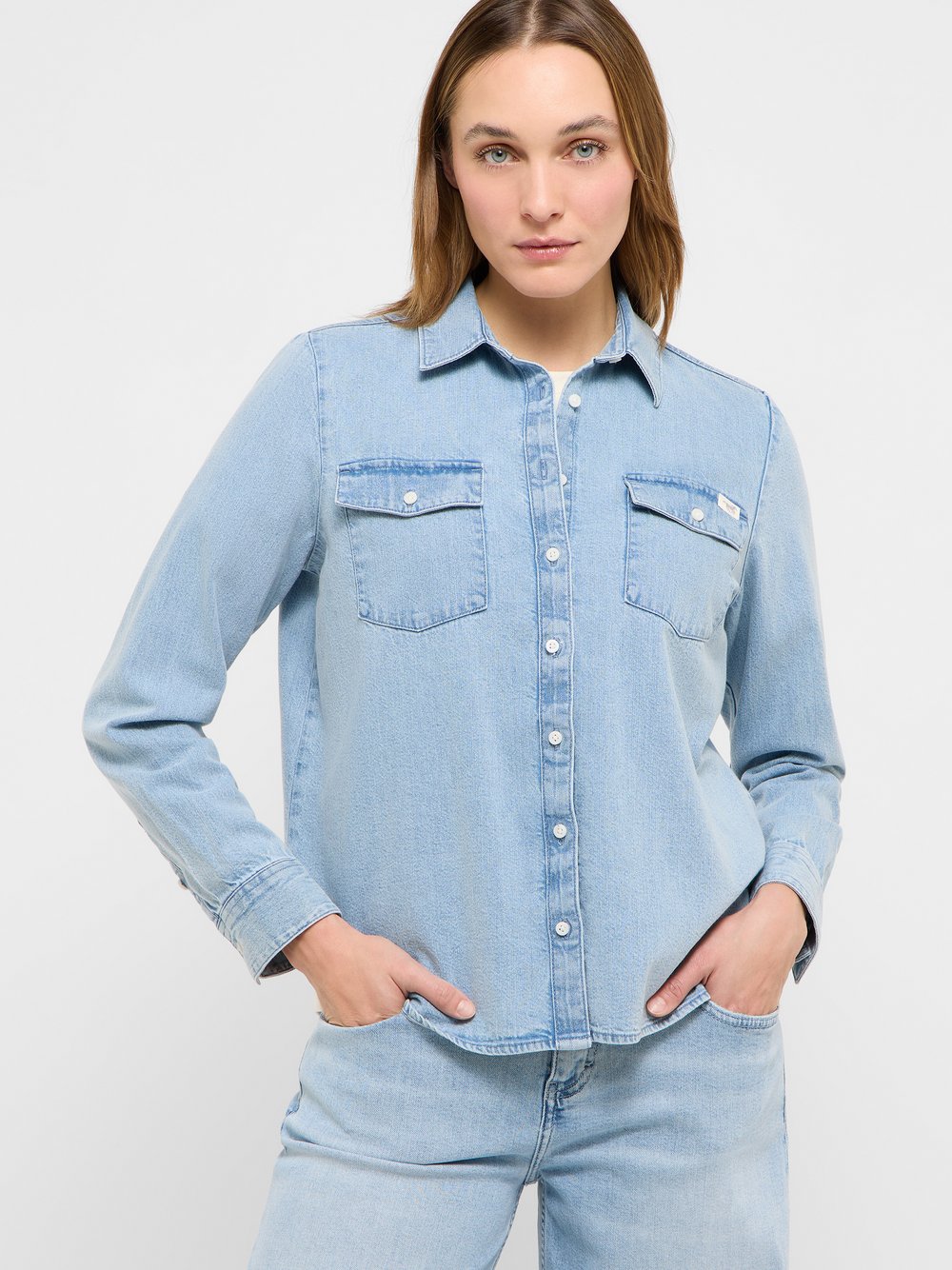 Mustang Hemd Damen Baumwolle blau, 38