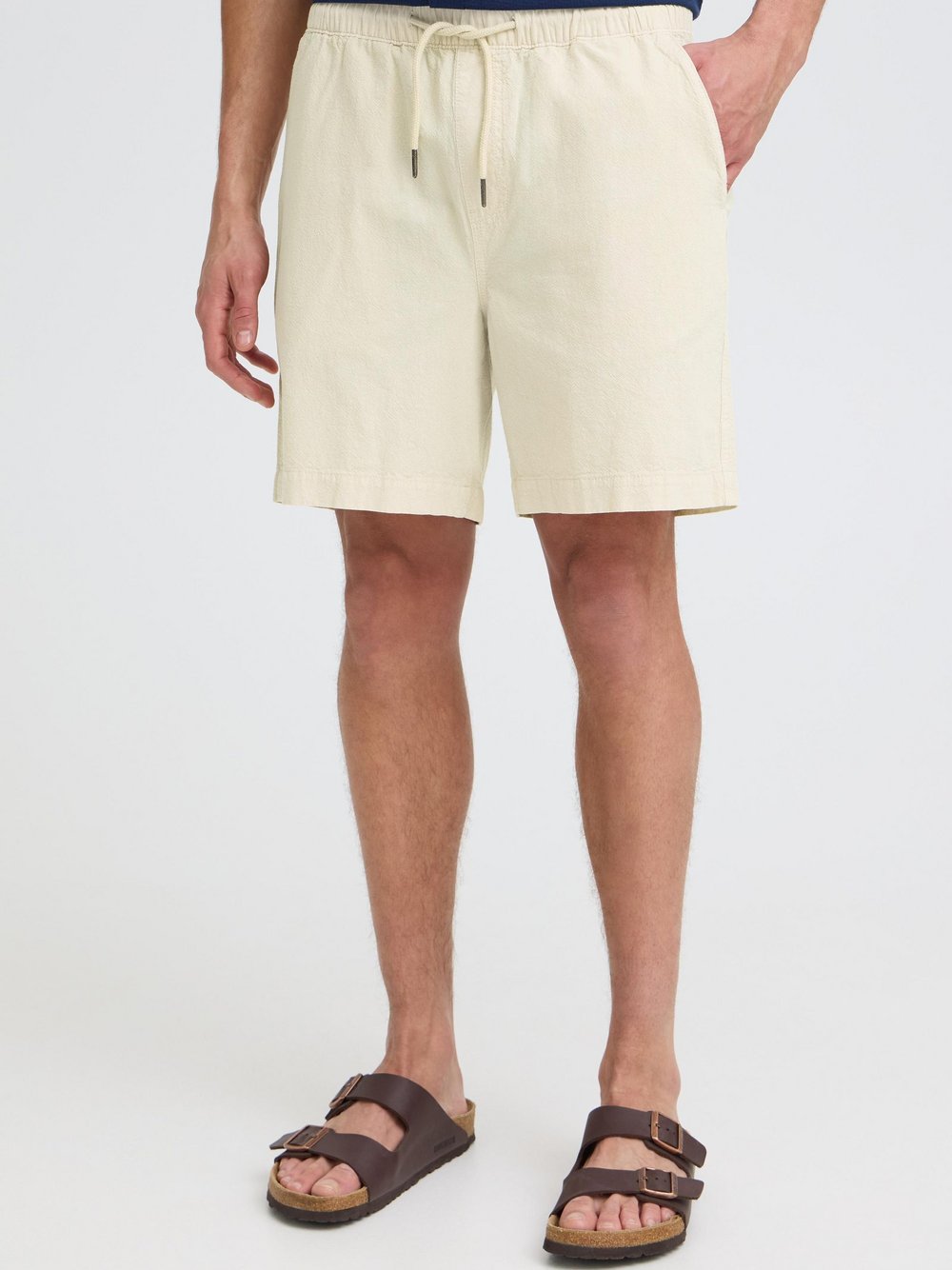 Solid Chinoshorts Herren Baumwolle beige strukturiert, L