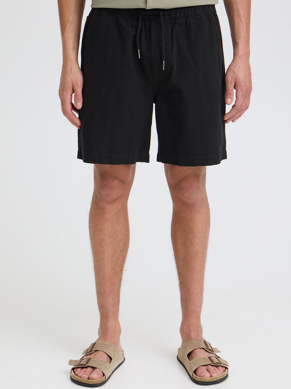 Solid Chinoshorts Herren Baumwolle schwarz strukturiert, XXL