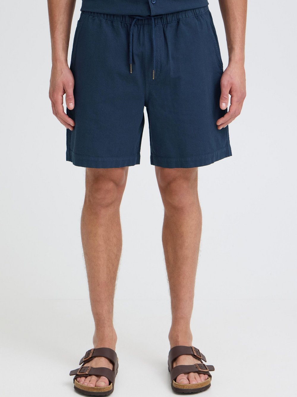 Solid Chinoshorts Herren Baumwolle blau strukturiert, S