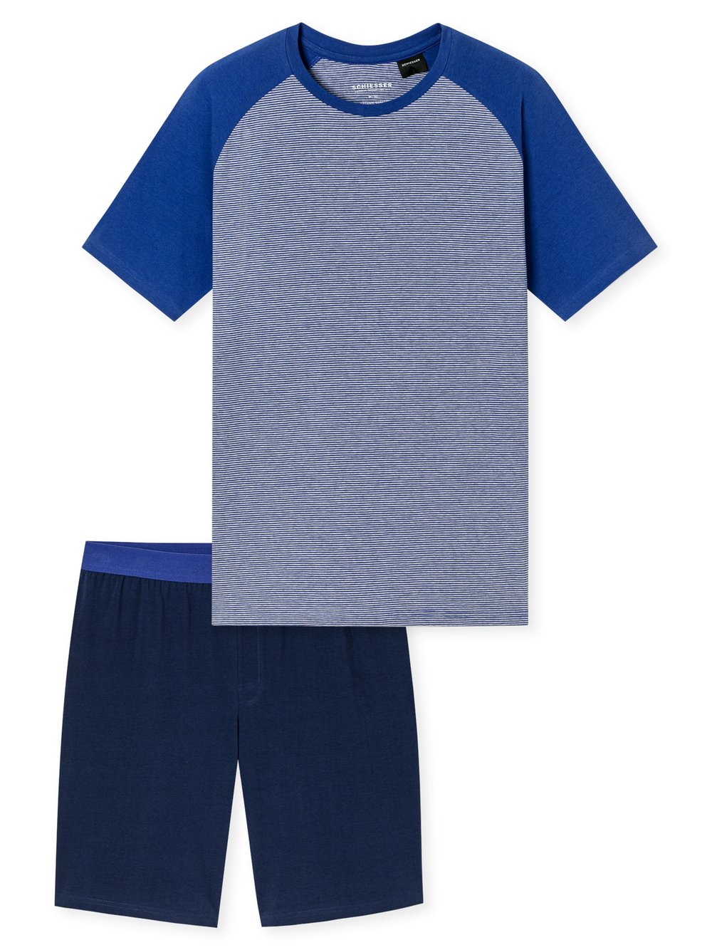 Thumbnail - Schiesser Pyjama Herren Jersey blau bedruckt, 52