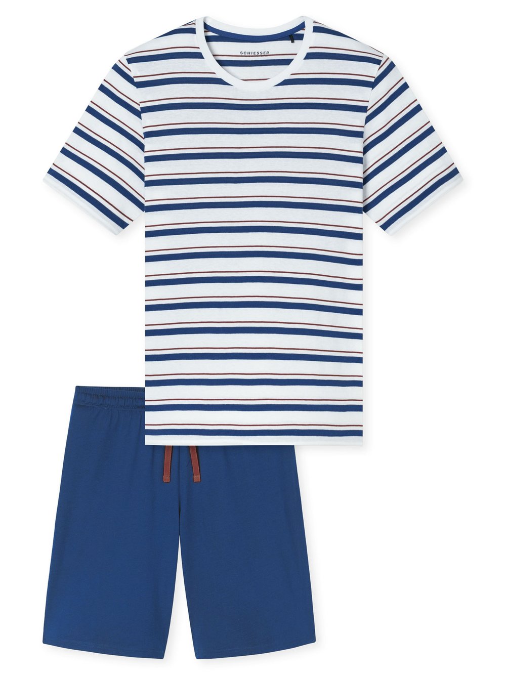 Thumbnail - Schiesser Pyjama Herren Baumwolle weiß gestreift, 50