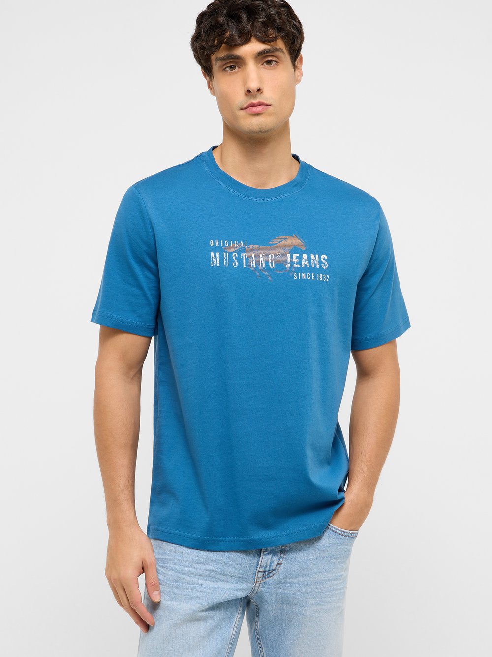 Mustang T-Shirt Herren Baumwolle blau, 6XL