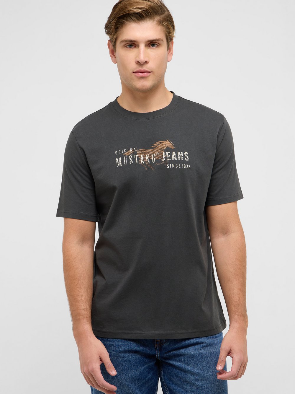 Mustang T-Shirt Herren Baumwolle grau, 5XL