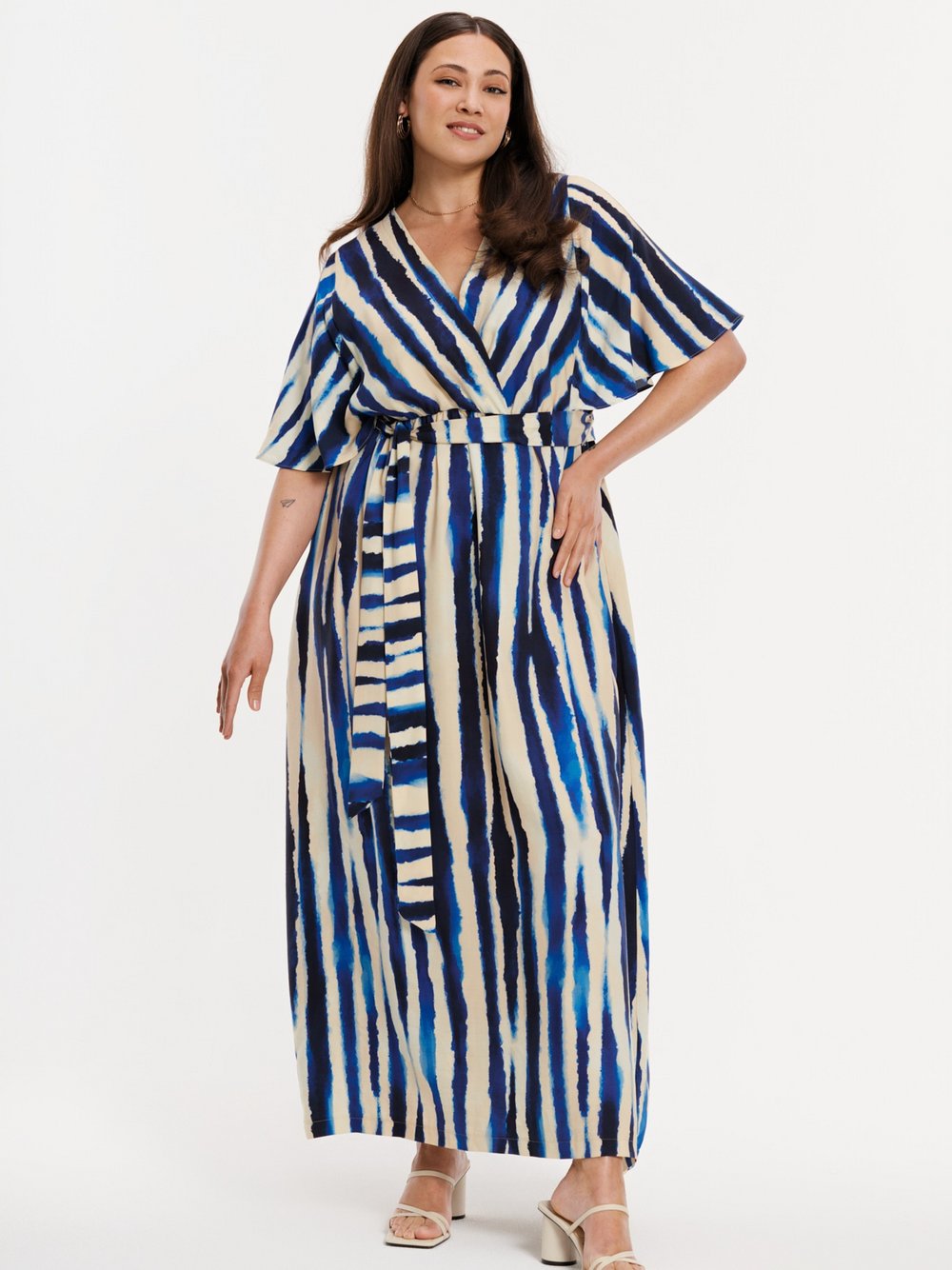 YOEK Kleid Damen Lyocell blau bedruckt, 58-60