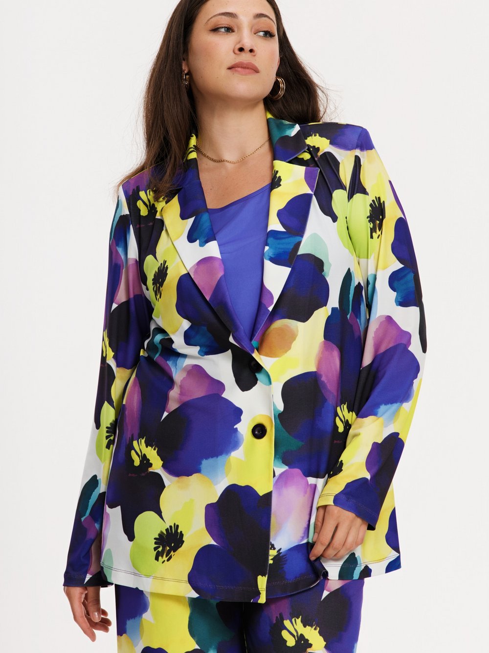 YOEK Blazer Damen lila bedruckt, 46-48