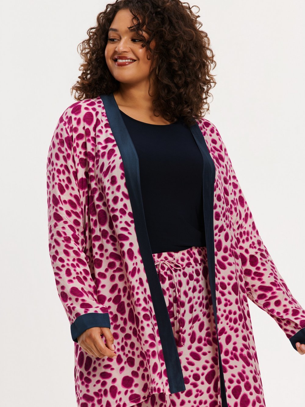 YOEK Strickjacke Damen Viskose rosa bedruckt, 58-60