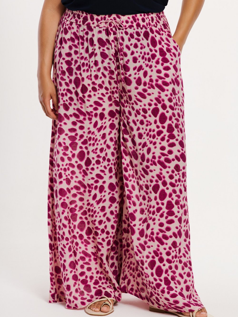 YOEK Hose Damen Viskose rosa bedruckt, 54-56