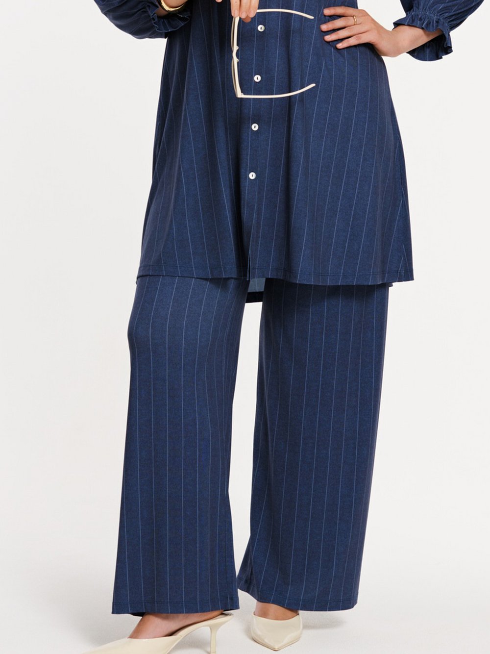 YOEK Hose Damen blau gestreift, 38-40