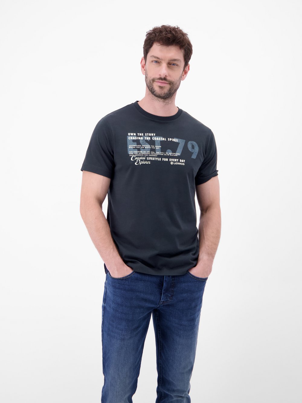 Thumbnail - LERROS T-Shirt Herren Baumwolle blau, L