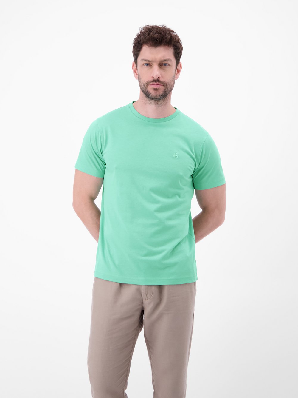 LERROS Rundhalsshirt Herren Baumwolle grün, L