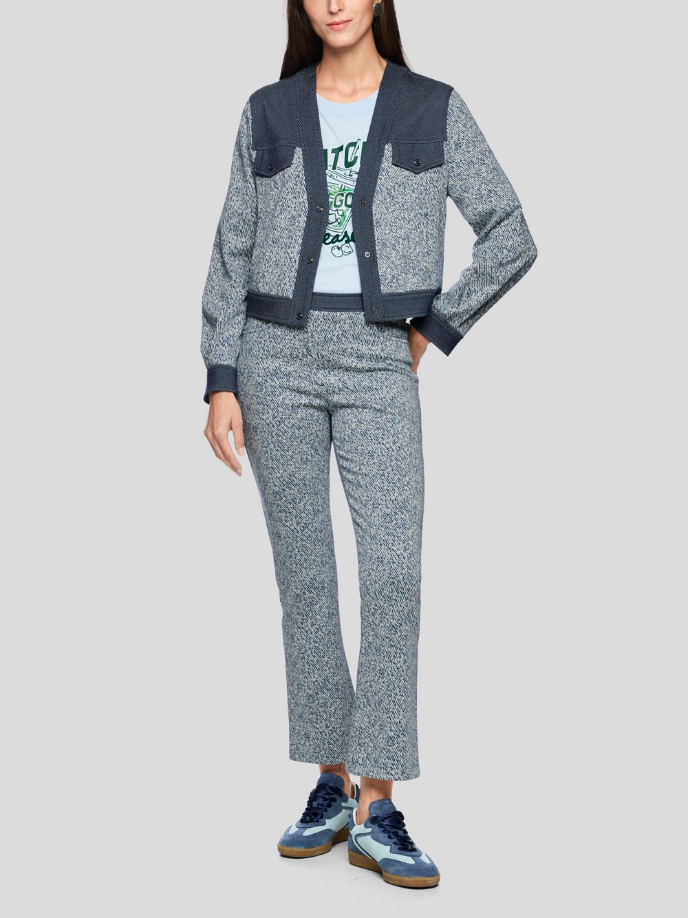 Thumbnail - Marc Cain Jacke Damen Viskose blau gemustert, 36