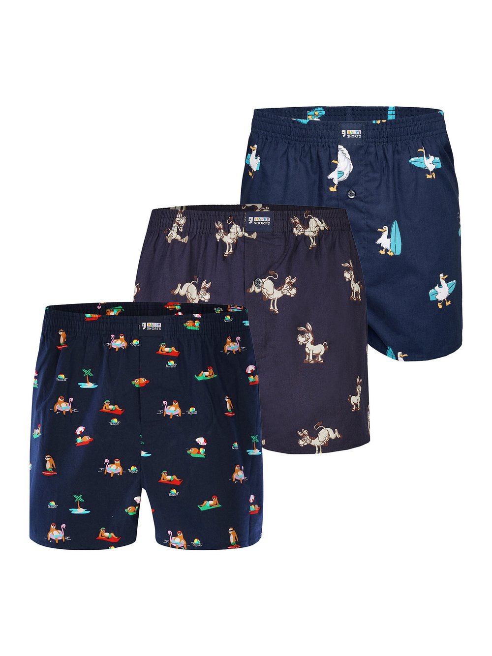 Thumbnail - HAPPY SHORTS Boxer  Herren Baumwolle mehrfarbig bedruckt, XL