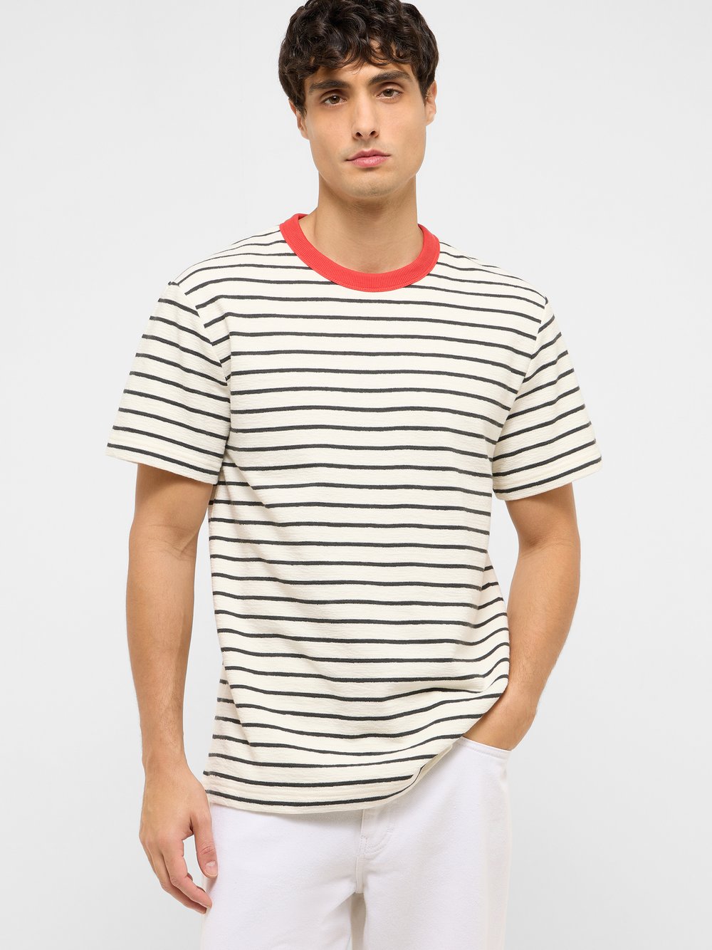 Thumbnail - Mustang T-Shirt Herren Baumwolle mehrfarbig gestreift, XL