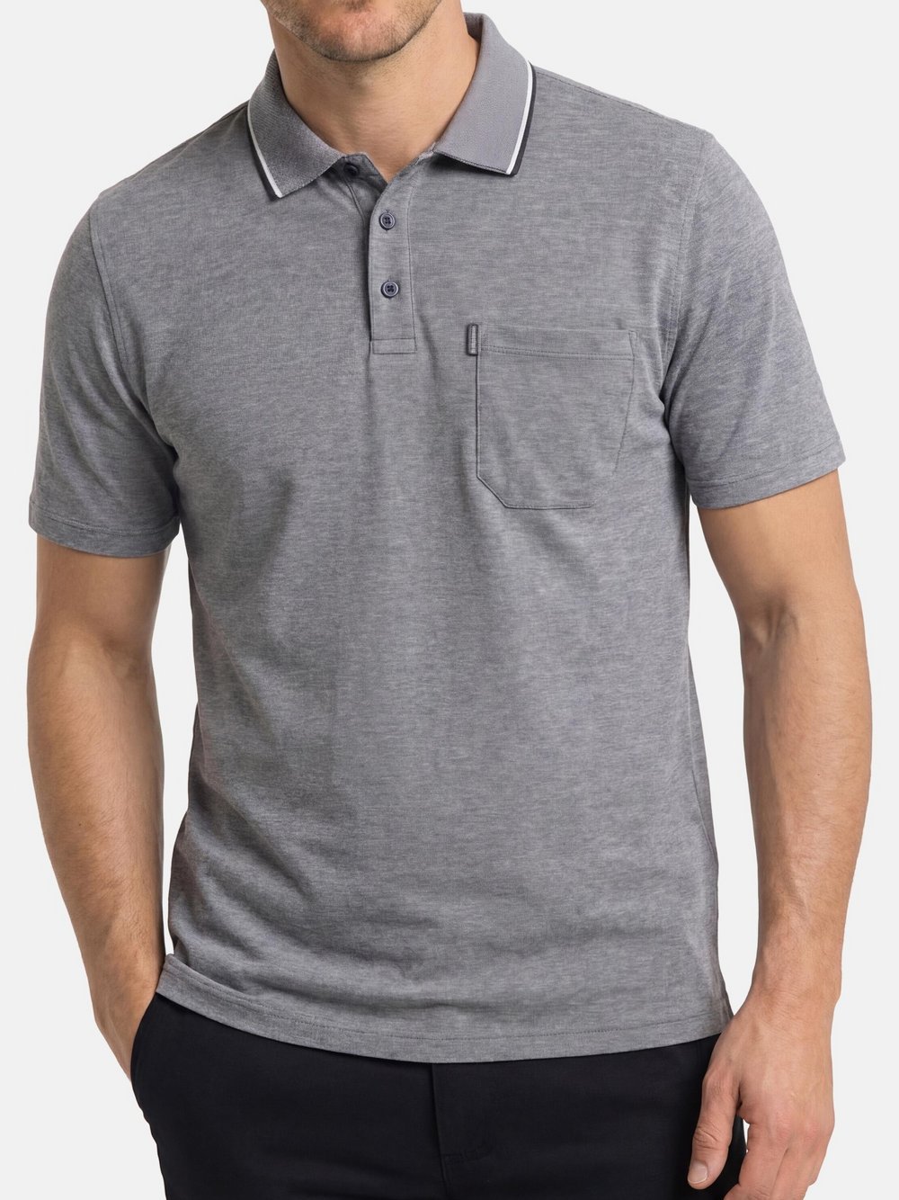 CASAMODA Poloshirt Herren Baumwolle grau, XXL
