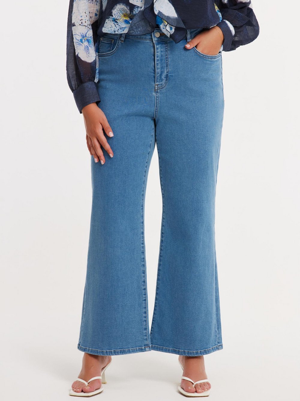 YOEK Bluse Damen Lyocell blau bedruckt, 54-56