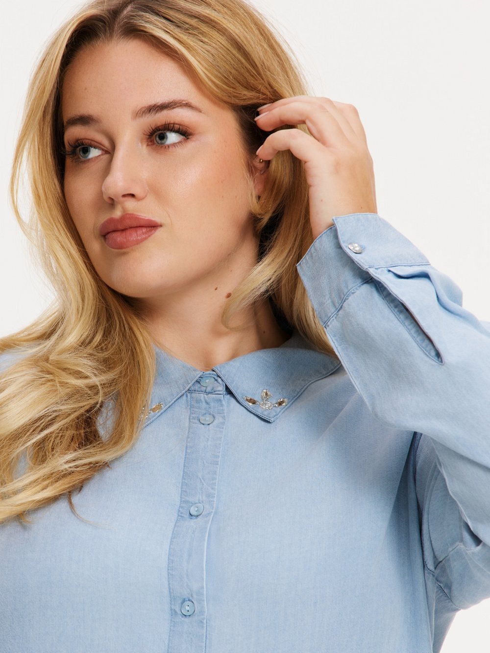 YOEK Bluse Damen Lyocell blau, 46-48