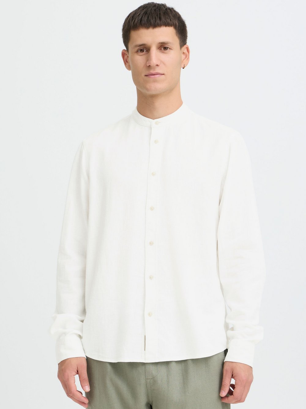 BLEND Leinenhemd Herren Regular Fit weiß, L