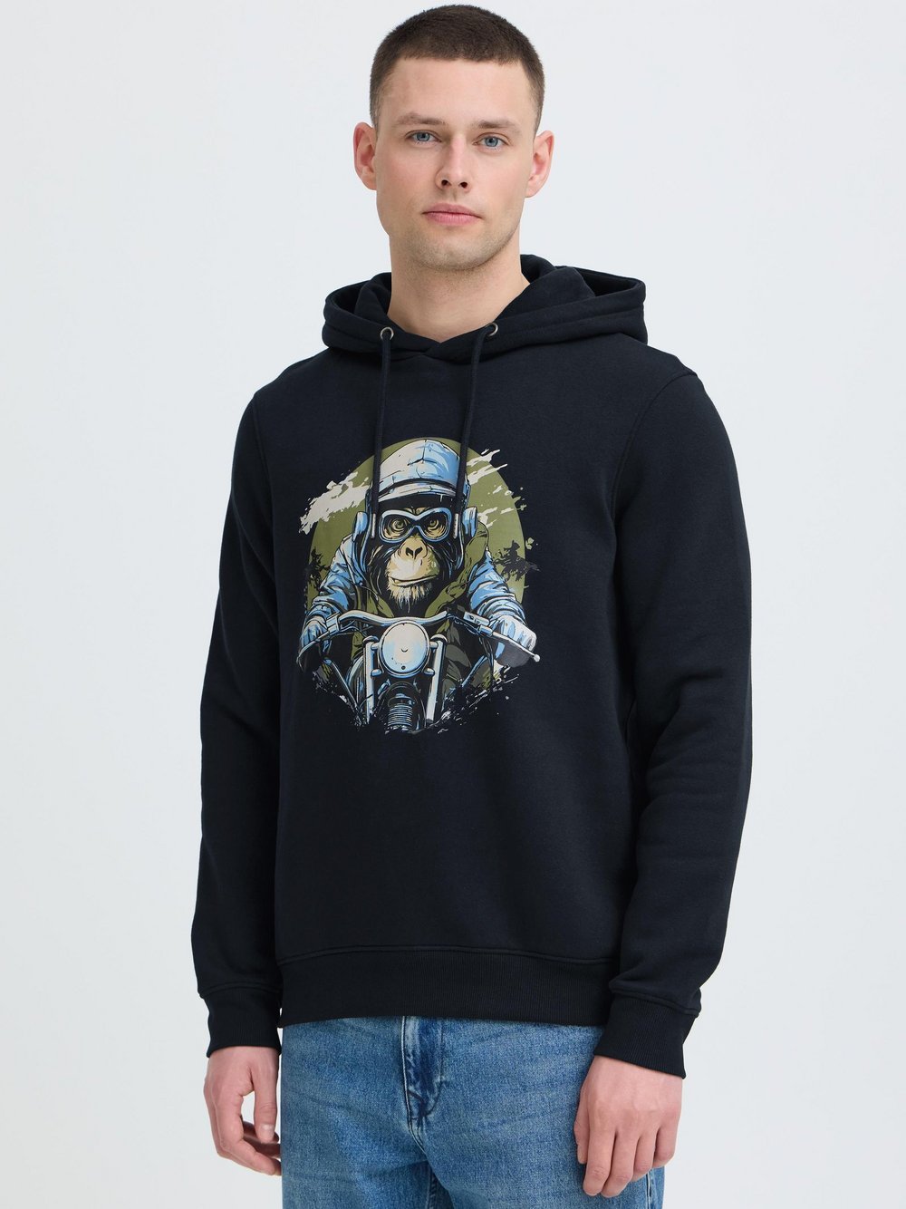 BLEND Hoodie Herren schwarz bedruckt, XXXL