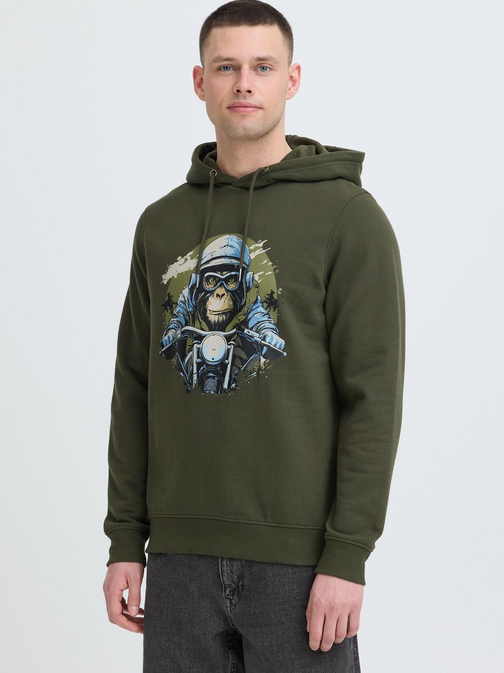 Thumbnail - BLEND Hoodie Herren grün bedruckt, S