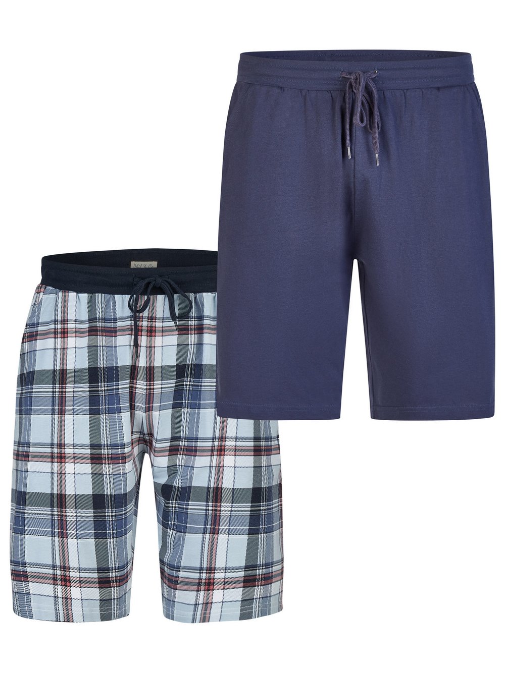 Phil & Co. Berlin Pyjamashorts  Herren Jersey blau kariert, L