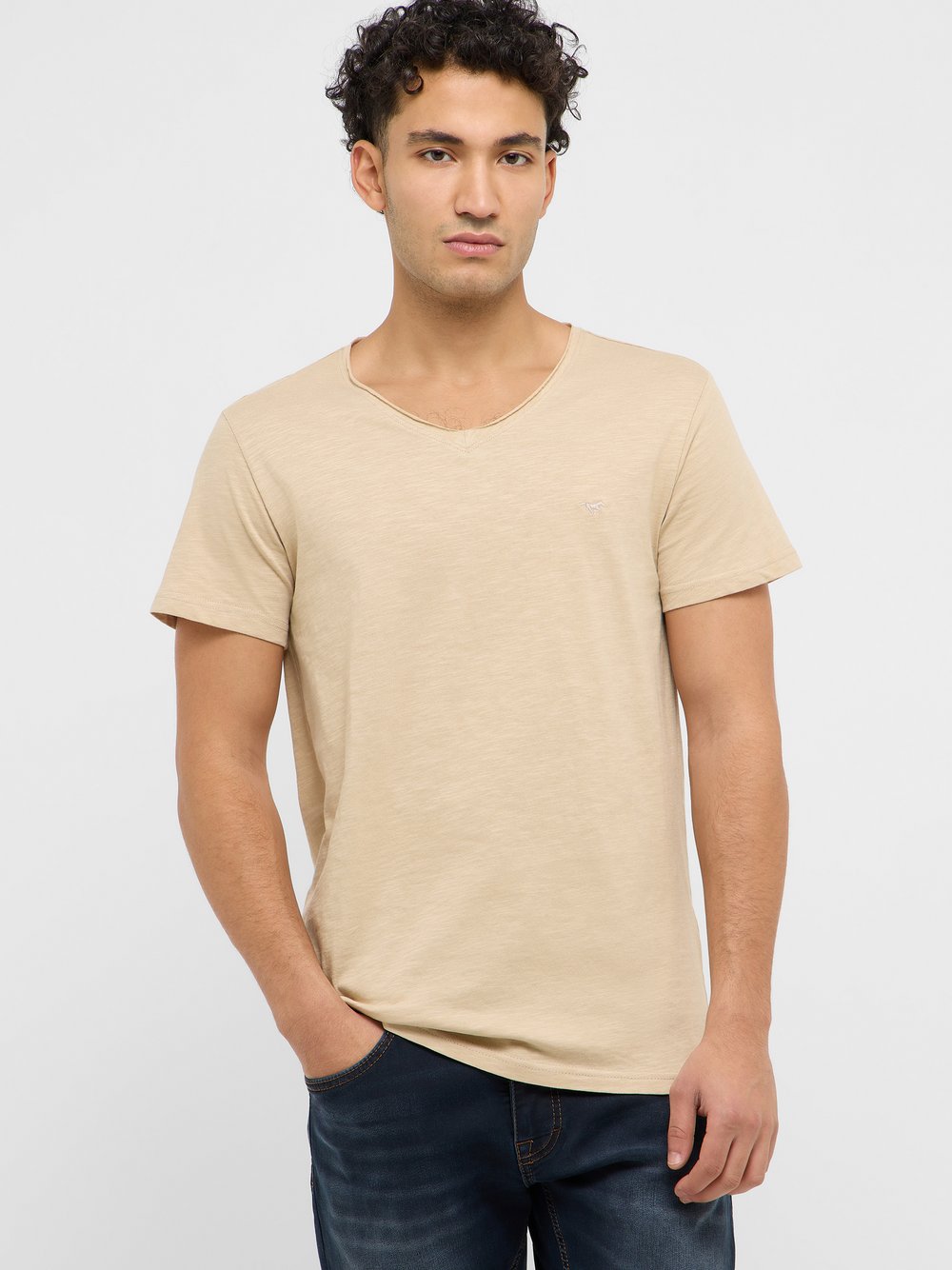 Thumbnail - Mustang T-Shirt Herren Baumwolle beige, L